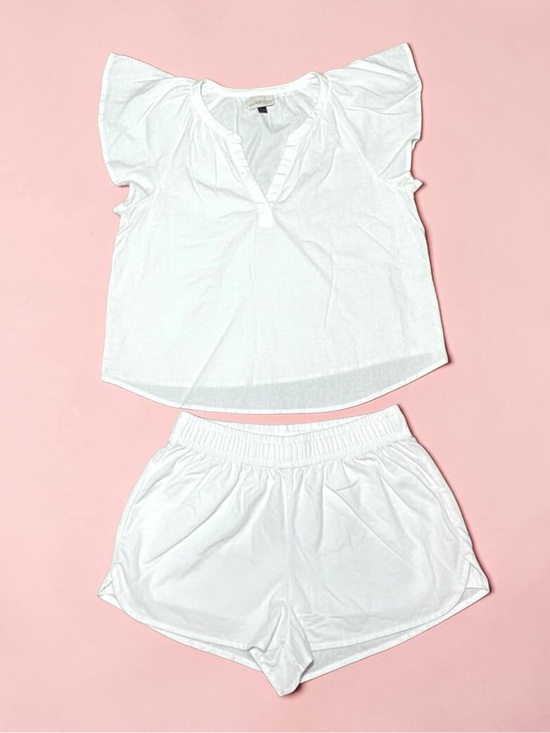 Universal Thread Tops - Universal Thread White Linen Blend 2-Piece Set - Like New (Top M / Bottom L)
